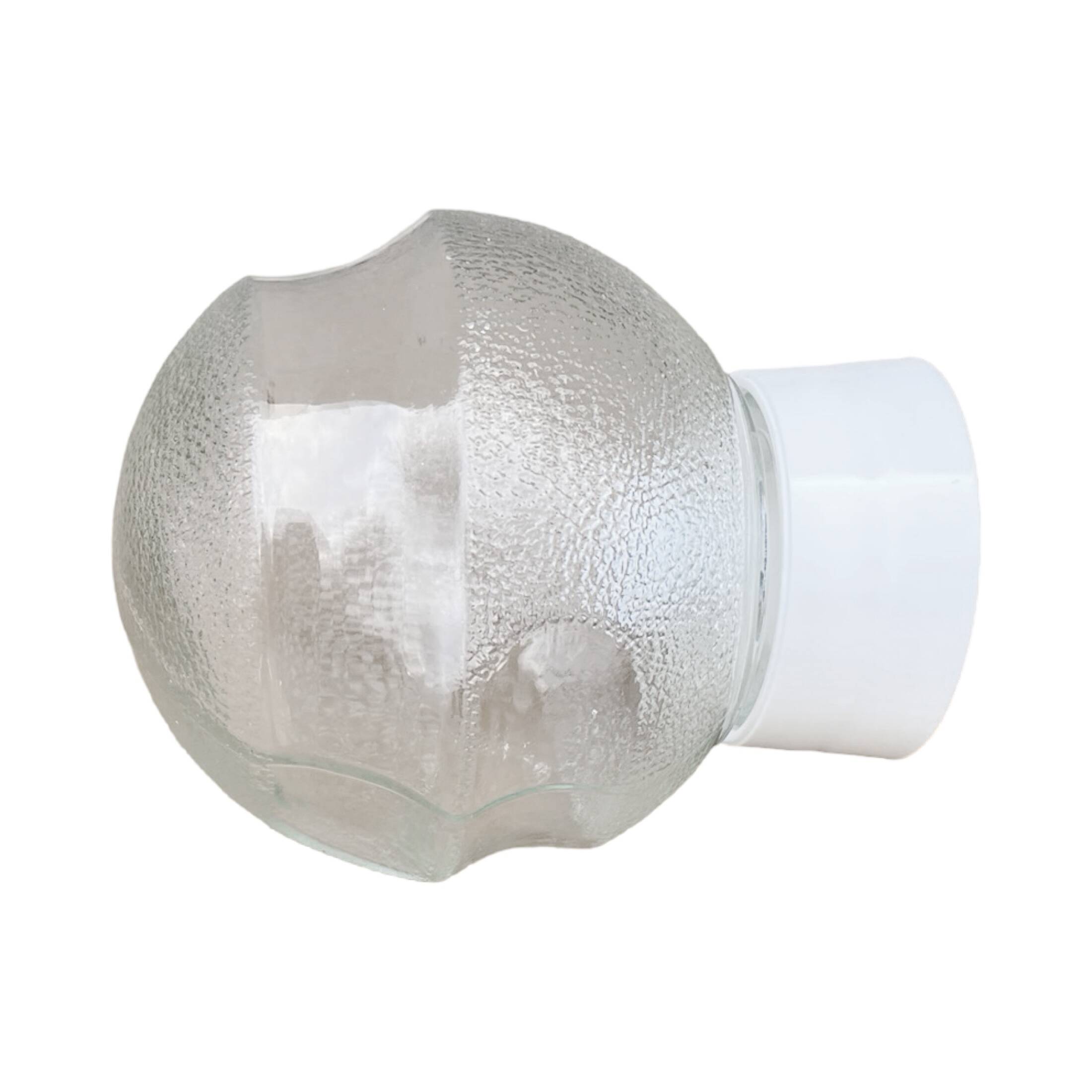Glass industrial wall lamp, DZPE, Poland, 1970s.
