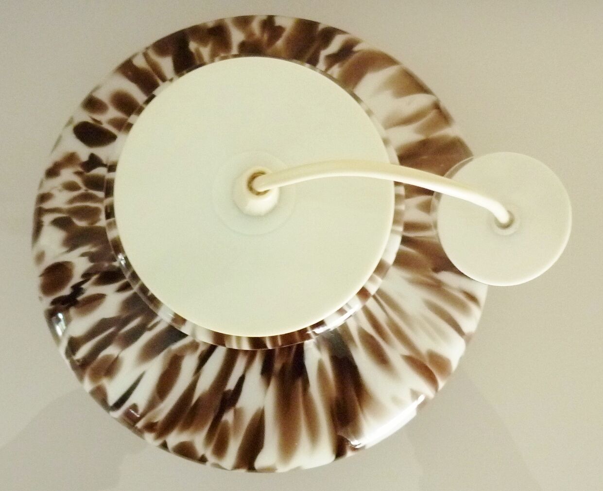 Pendant light in white opal glass with black speckles, 1960s/1970s