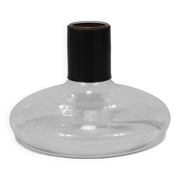 Vase Carafe Carl Aubock II avec Haut en Cuir Noir, Midcentury, Autriche, 1950s