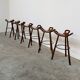 Vintage Sergio Rodrigues style bar stool, solid wood saddle stool, Brazilian modern