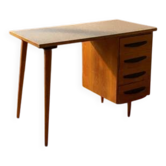 Bureau en bois des années 1950 avec quatre tiroirs, 109 × 56 × 79 cm
