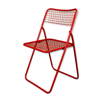 Chaise pliante en métal rouge Ted Net Ikea vintage par Niels Gammelgaard