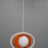 Suspension italienne orange et blanche des années 1970 — Sculpture moderne de l'ère spatiale