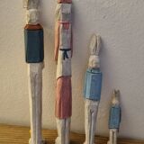Set of 4 wooden rabbits