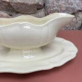 Digoin Sarreguemines ivory gravy boat with gadroons