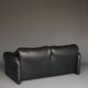 Two seater Maralunga Sofa in Black Leather for Cassina. 1970s