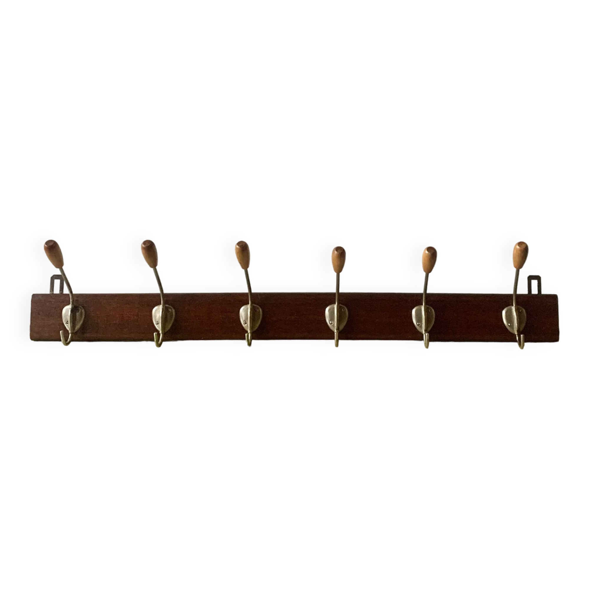 Vintage wooden wall coat rack - 6 hooks