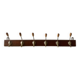 Portemanteau mural vintage en bois - 6 patères