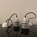 Pair of vintage pendant lights - 70s design metal lamps