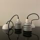 Pair of vintage pendant lights - 70s design metal lamps
