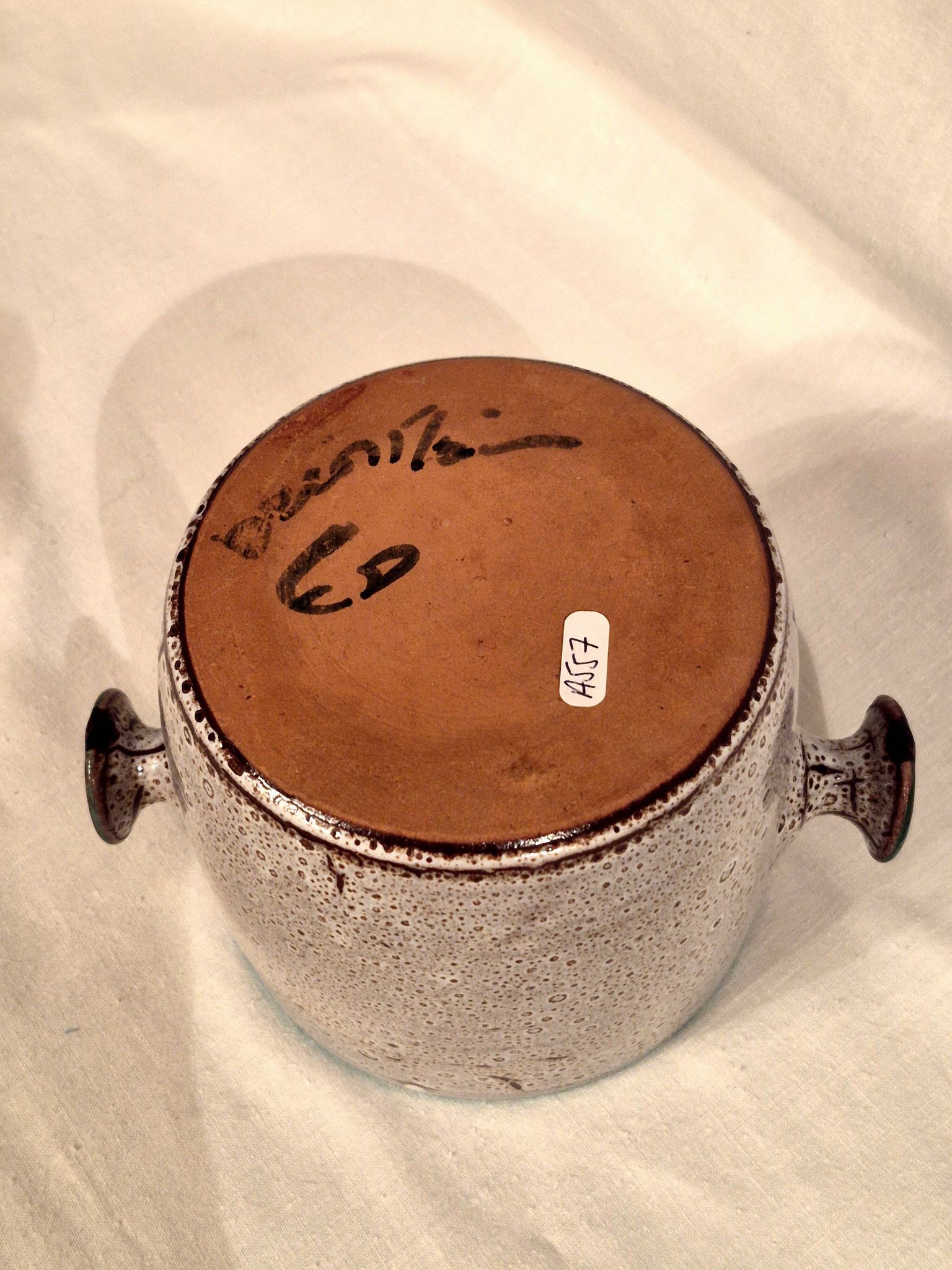 Cache-pot, Vase, Pot couvert, Vallauris motif « Aux Chardons » par E.Danie