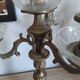 Pair of candelabra candle holders in bronze and glass louis xvi