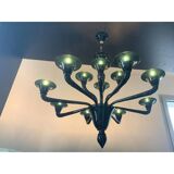 Translucent Green-Bottle Glass Chandelier, Contemporary Murano Style