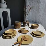 A small tall beige bowl CNP Grès Village France vintage D12