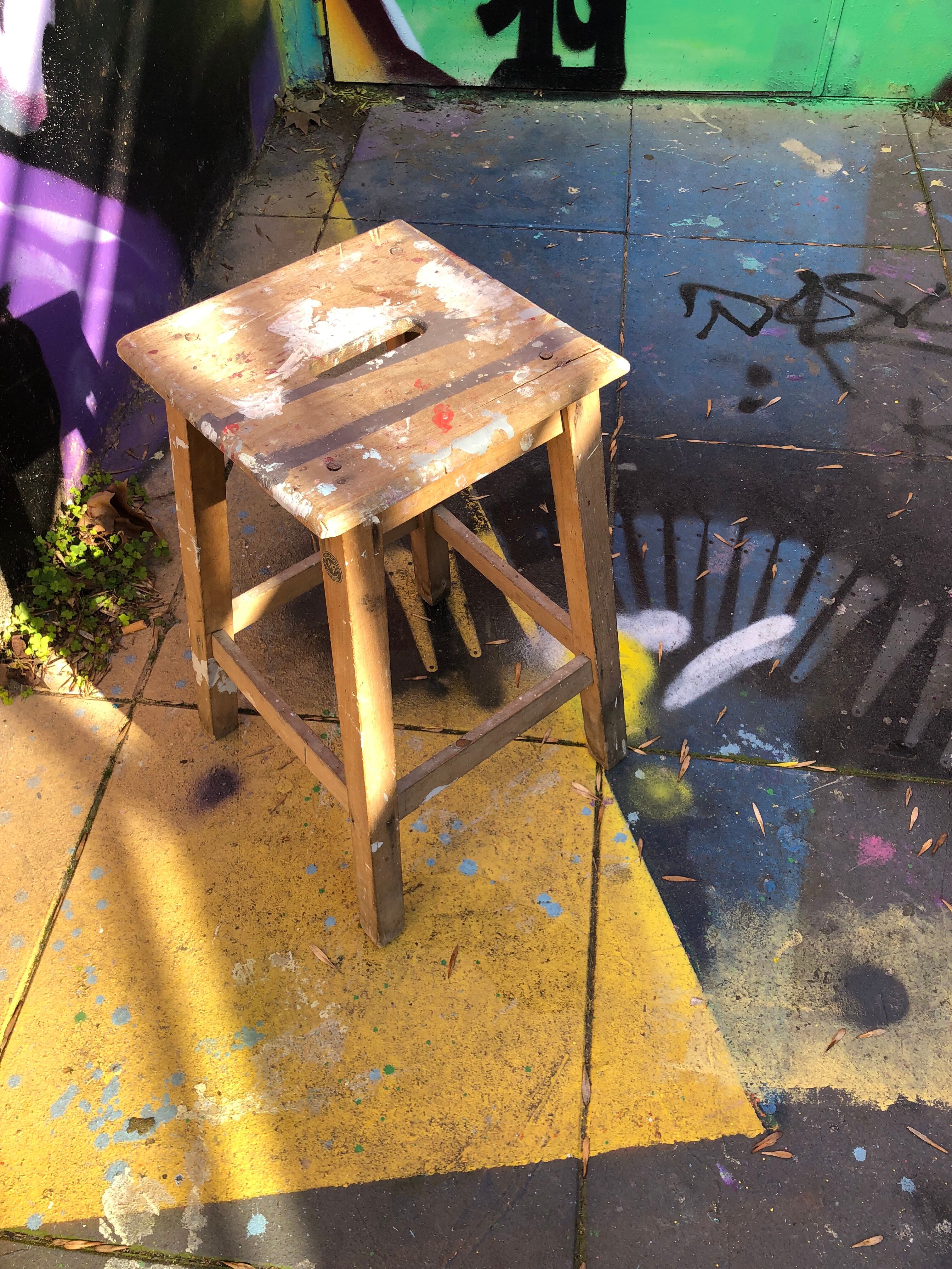 Tabouret vintage, bois manufrance