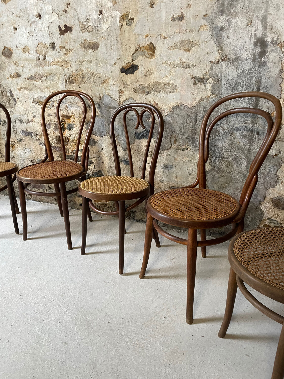 Lot de 5 chaises bistrot bois courbé cannage