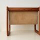 Vildbjerg magazine rack, Danish Mid Century Modern magazine rack in teak and suede