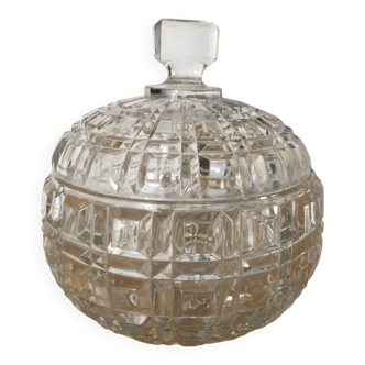 Vintage adorable candy dish or sugar bowl in crystal or molded glass