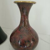 Cloisonné brass vase decorated with lotus flowers
