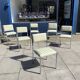 7 chaises de salle à manger chromées des années 1970 Hollywood Regency Modernist Vintage Table Italian