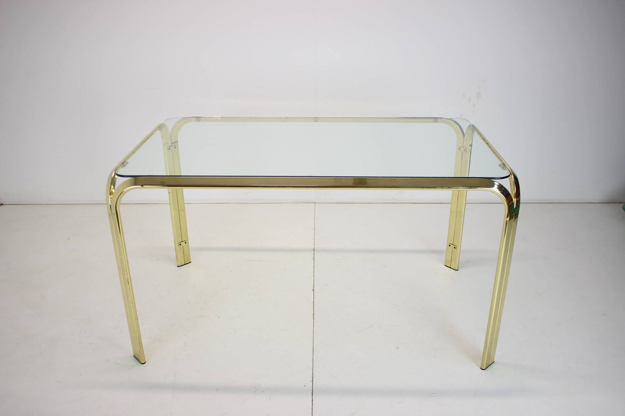 Midcentury brass and glass dining table, germany 1970s