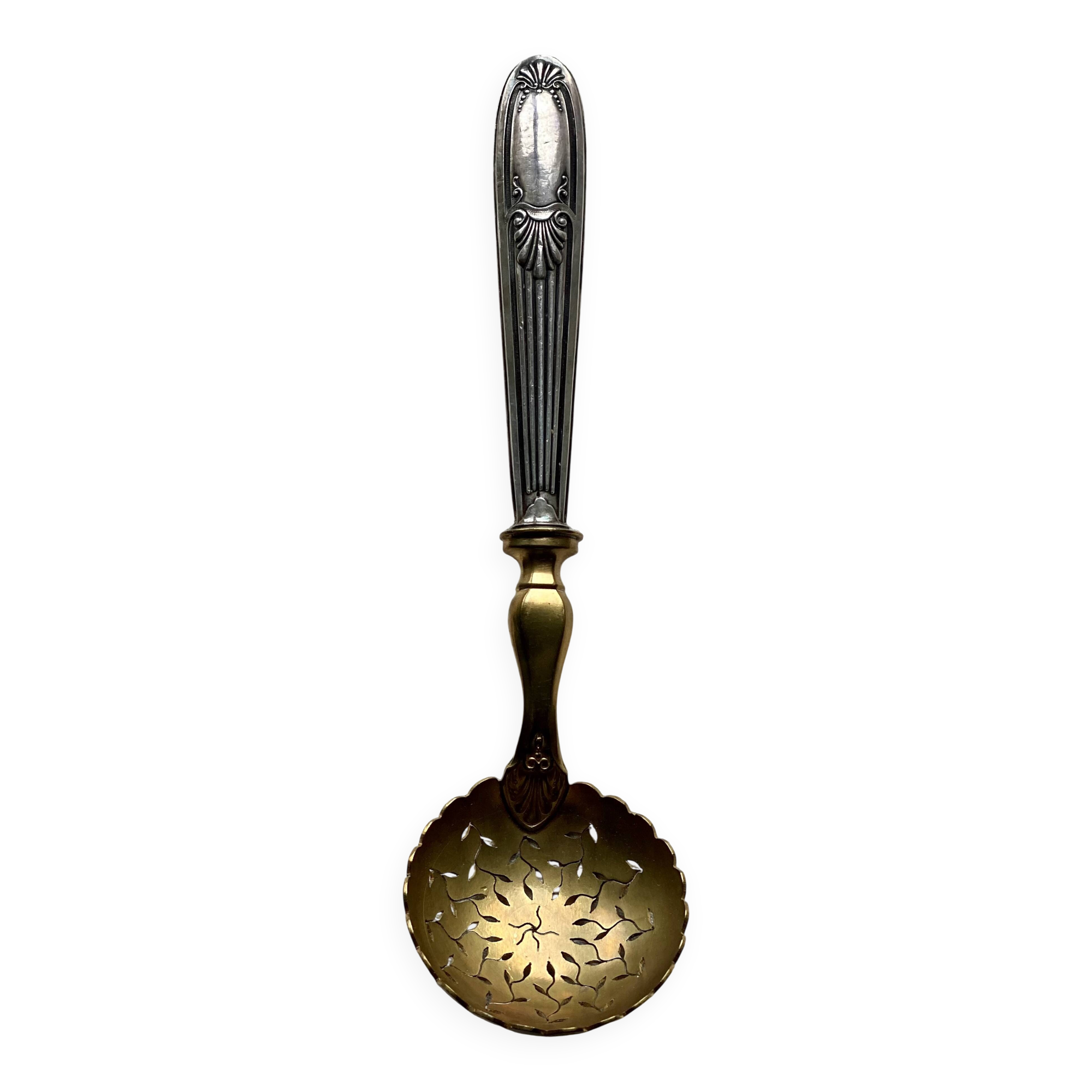 Silver sugar sifter spoon, 19th century.