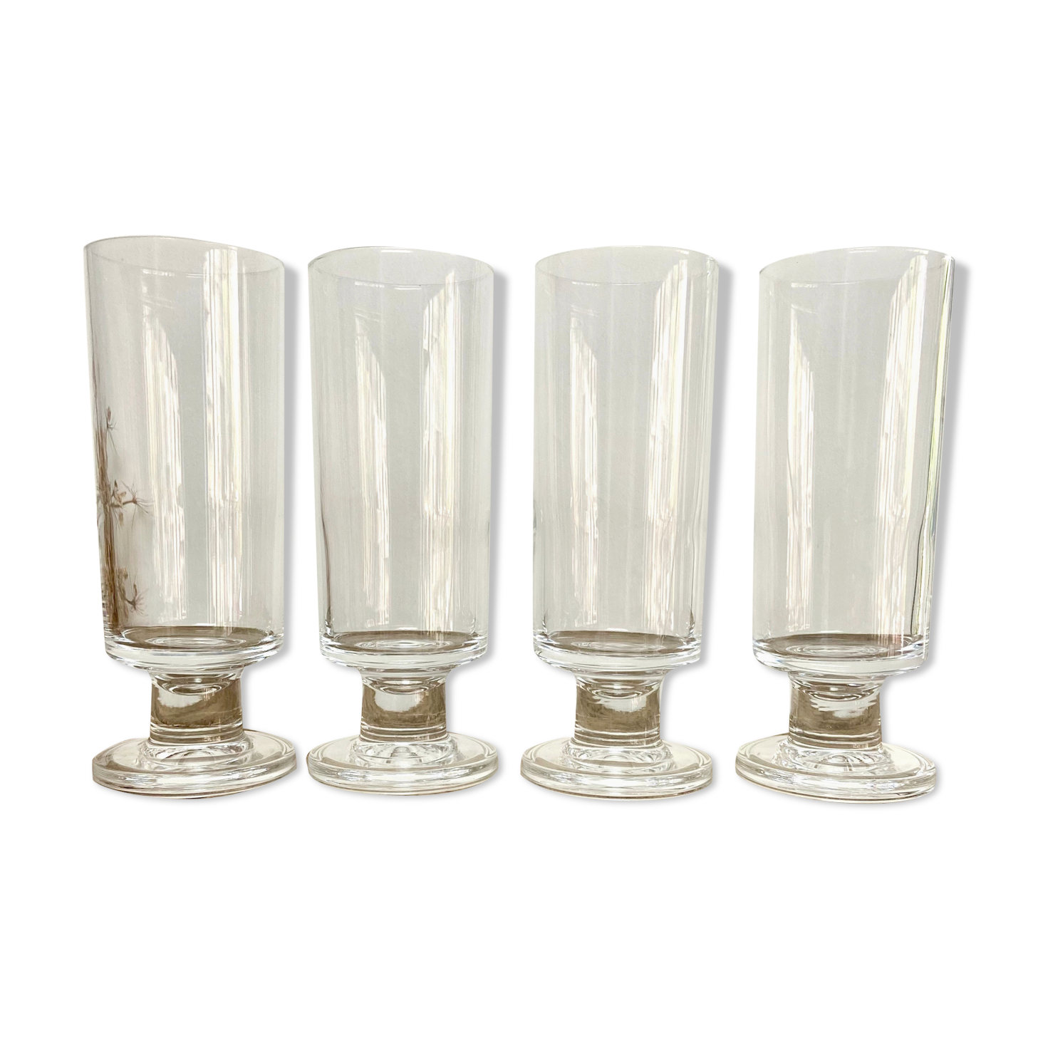 4 vintage champagne flutes