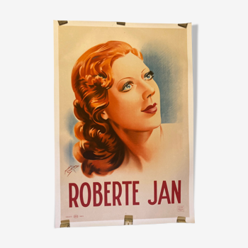 superb poster former singer ROBERTE JAN canvas lithographic 79 X 118 cm
