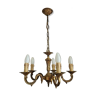 French Mid Century 5 Light Brass Chandelier With Acanthus Leaf Detailing 3030