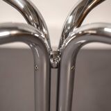 Round dining table in smoked glass and chrome-plated steel, Italy, 1970