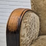 1950s, Danish vintage relax armchair, furniture velour, ash wood.
