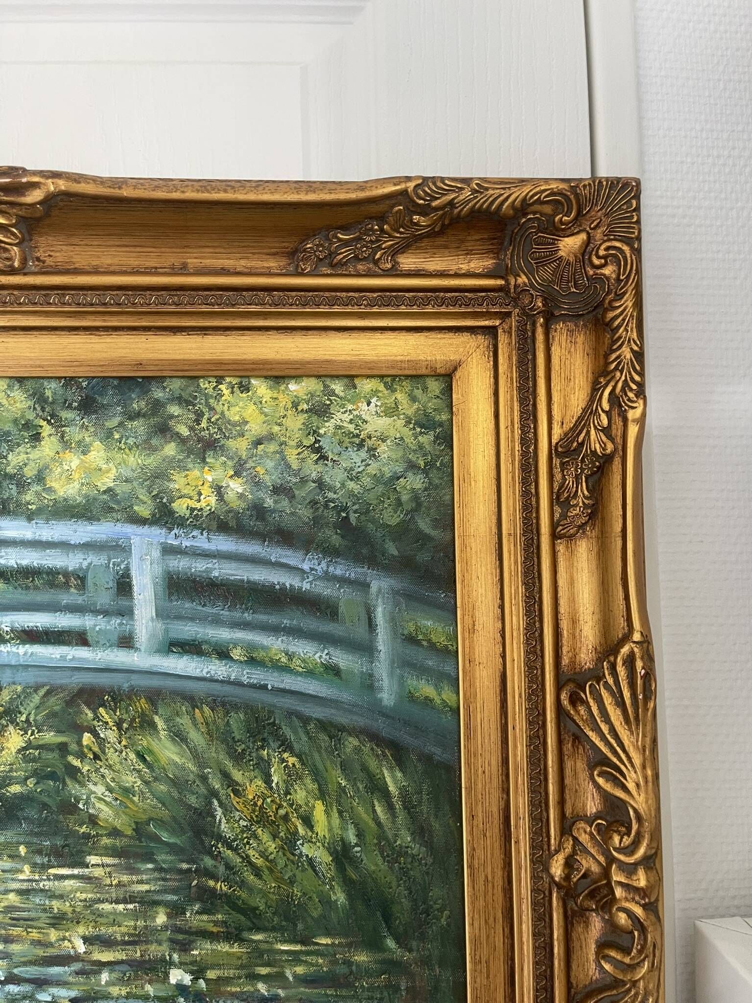 Old oil painting canvas reproduction water lilies japan monet 80x70
