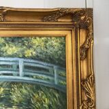 Old oil painting canvas reproduction water lilies japan monet 80x70