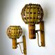 Pair of mid-century rattan wall sconces, Italy 1970s