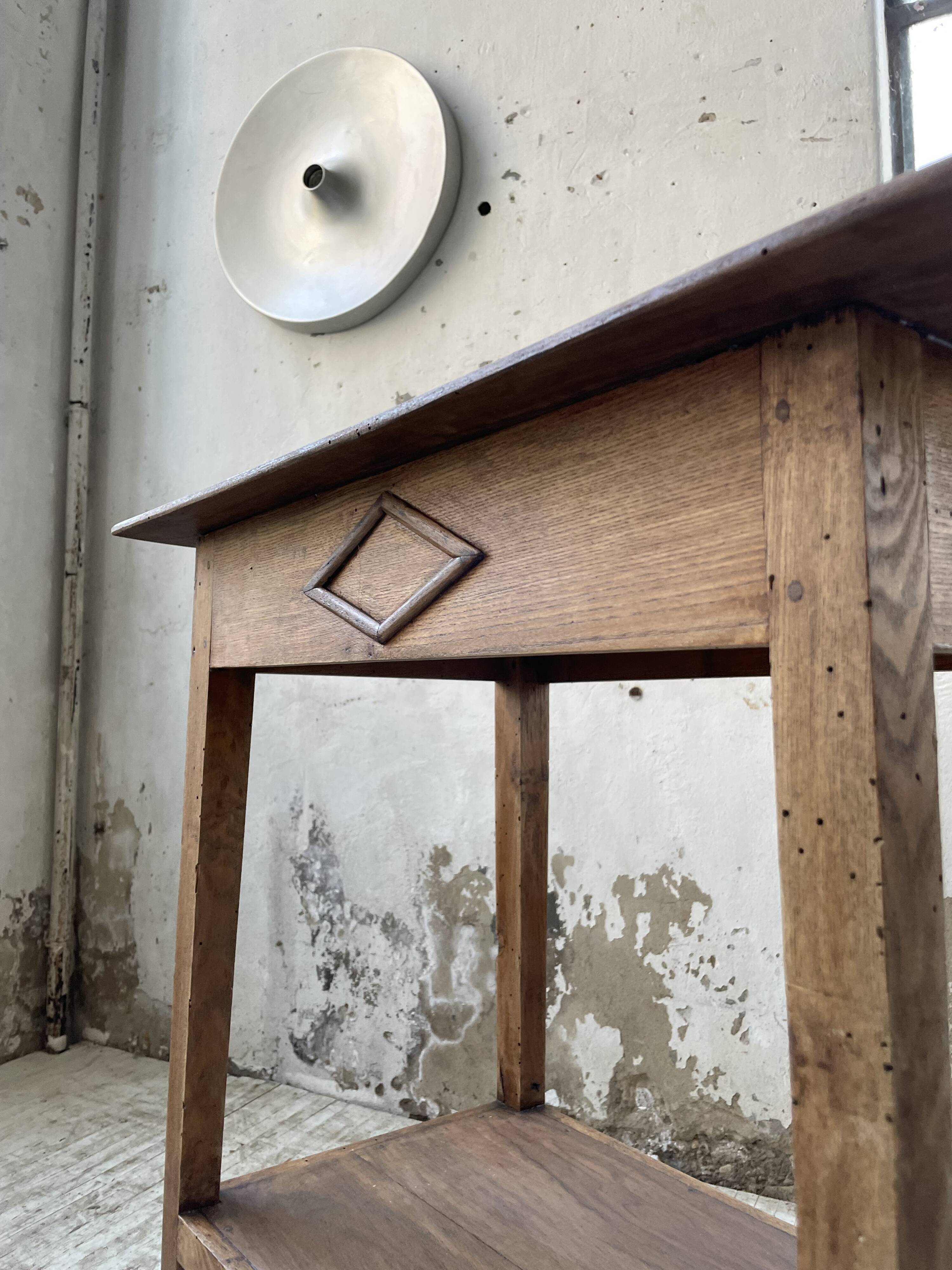 Oak spindle leg console table