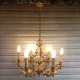 Antique cage chandelier in bronze, 6 lights, Louis XV style, in working condition, 4.8 kg.