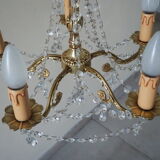Bronze chandelier and crystal pendants – 5 lights