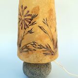 Granite lamp with triskell grave lampshade resin inclusion flowers 1960