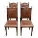 Set of 4 Louis XVI style chairs in carved wood and embossed leather.