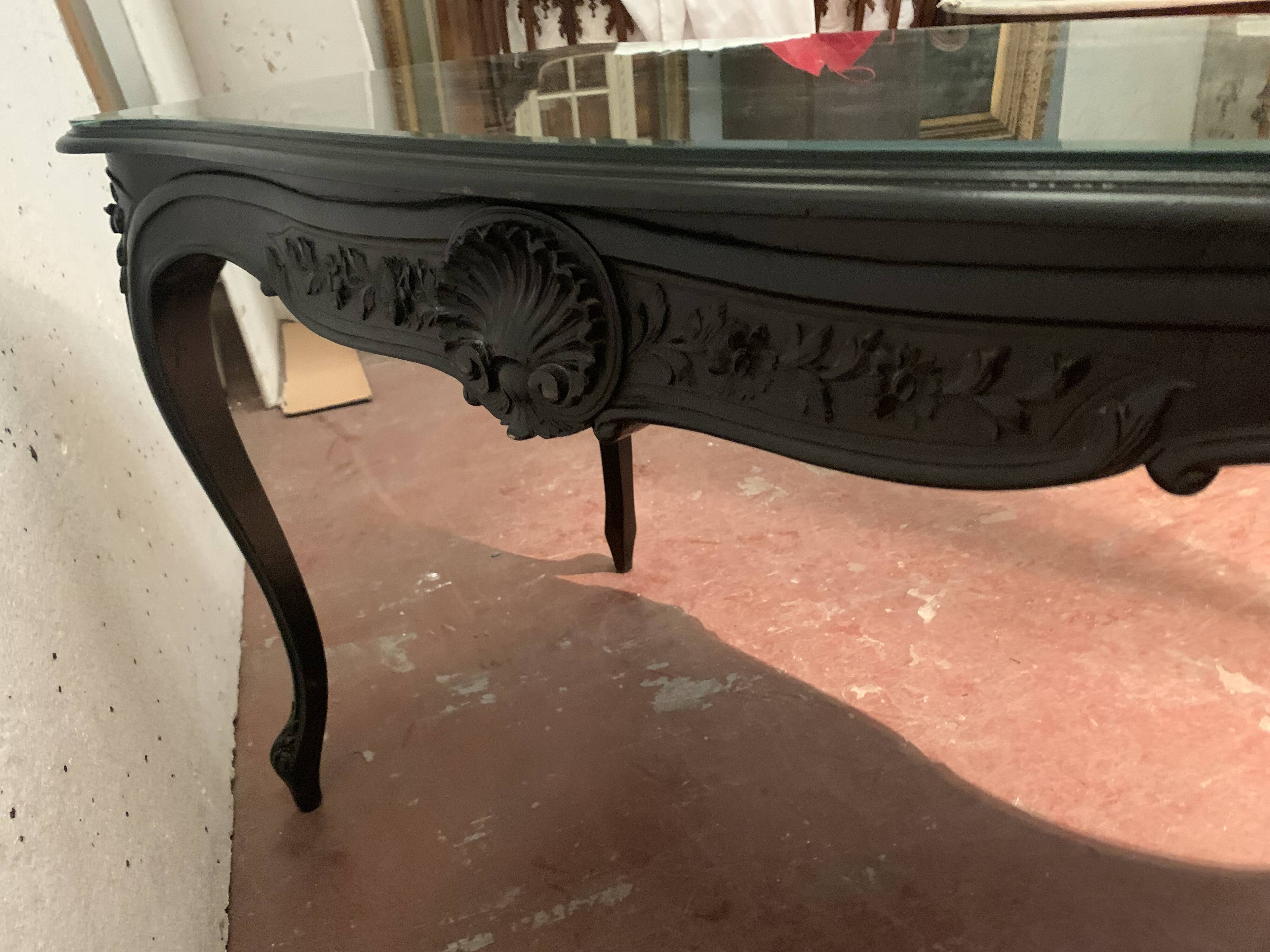 Louis XV style desk in black wood Napoleon III, XIX century