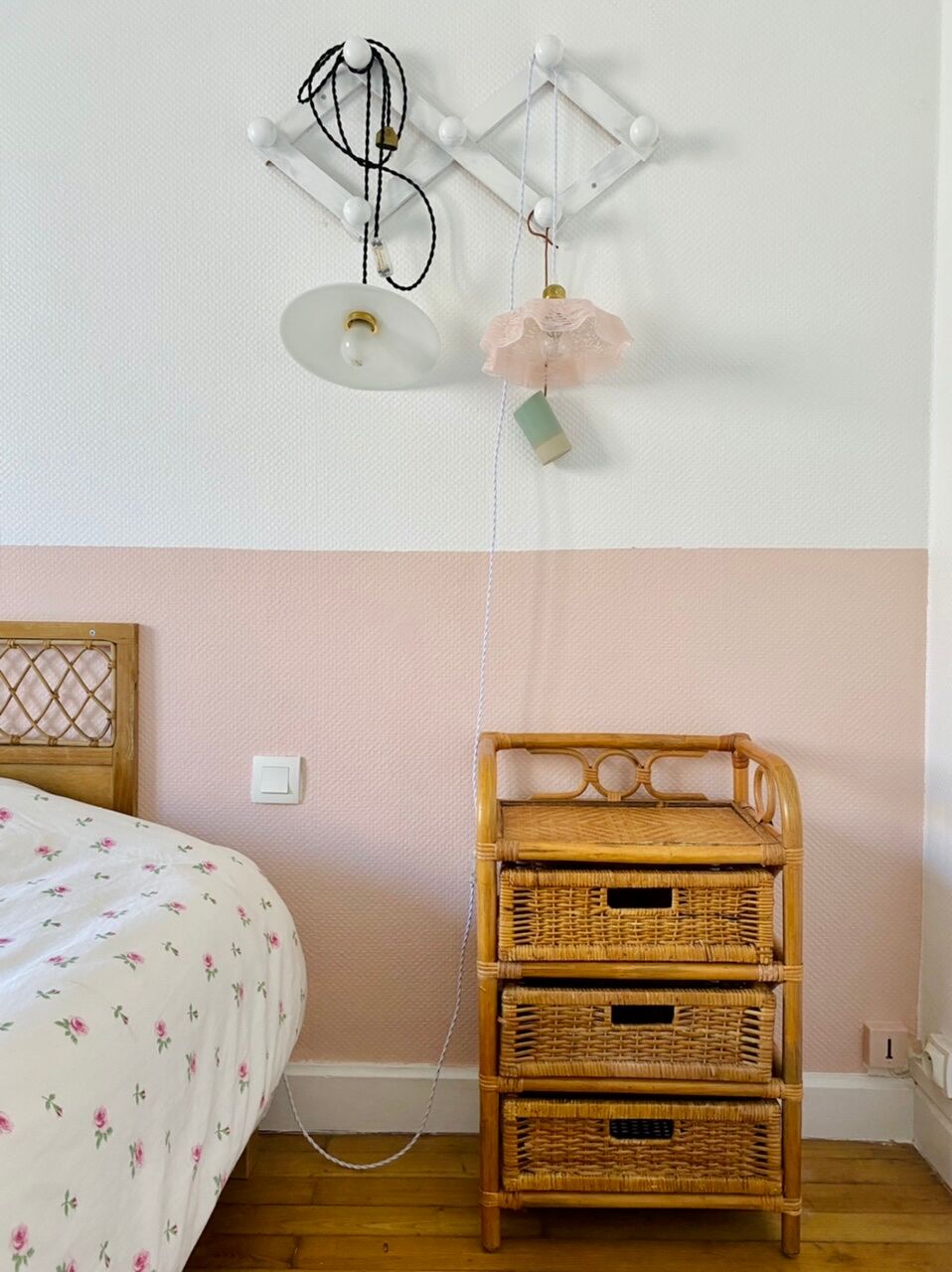 Bamboo and rattan bedside table