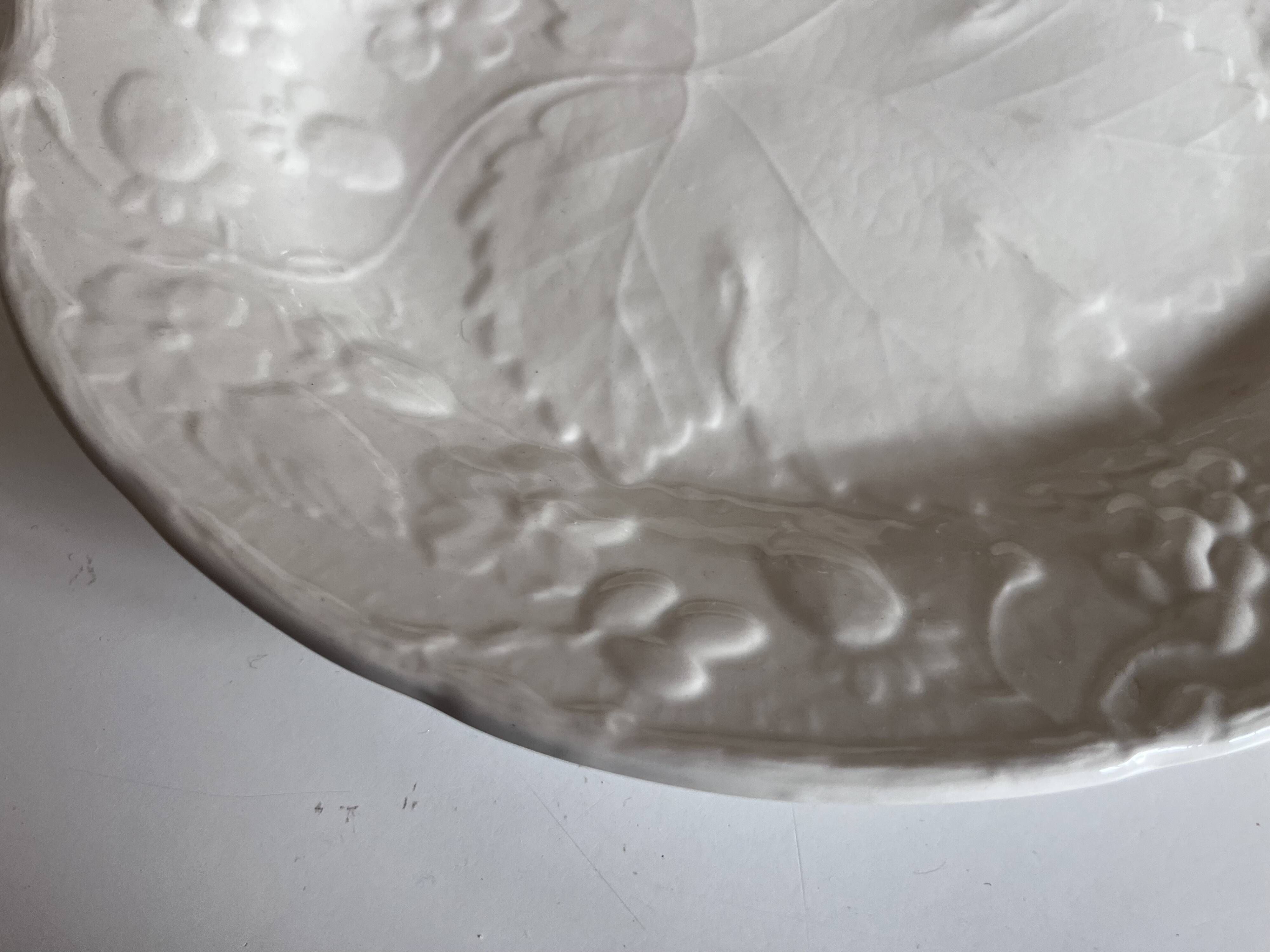English earthenware plate Burleigh Davenport relief strawberry and vine leaf