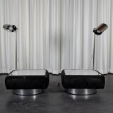 Set of 2 side tables with integrated lamp.