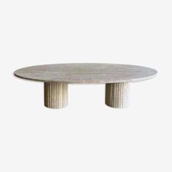 Calypso oval coffee table - natural travertine