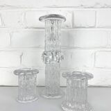 Glass candlesticks, Göran Wärff for Kosta Boda, Sweden, 1970s, set of 3