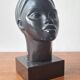 Art deco African woman bust plaster statuette signed Andre C registered
