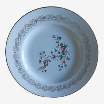 Large plate floral pattern and with bird