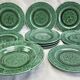 3 fruit plates Sarreguemines majolica shaded enamel Rubelles
