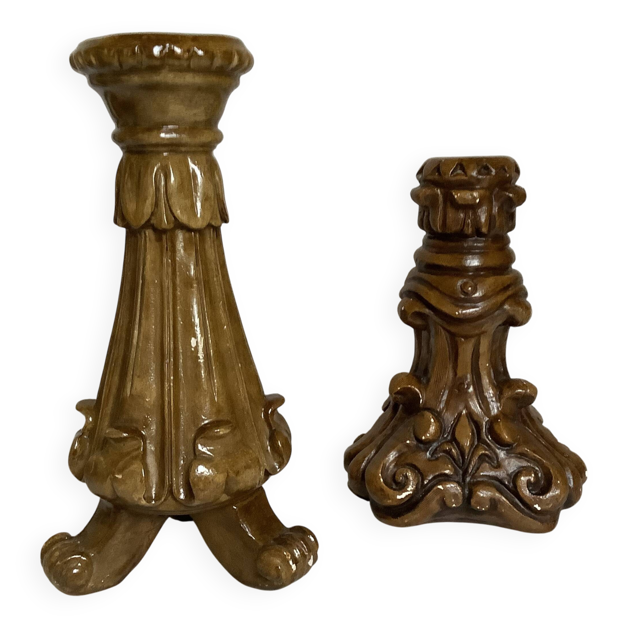 Pair of painted plaster candlesticks