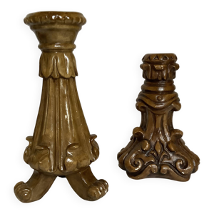 Paire de bougeoirs en - peint